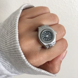 Black Dial Round Watch Ring